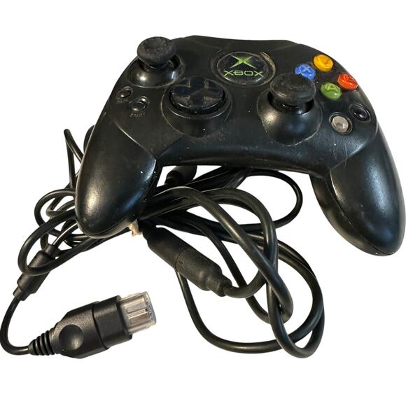 Original Xbox OEM S Type Black Controller with Breakaway Cable - Picture 1 of 2